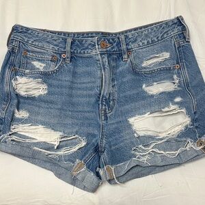 American Eagle Outfitters Light Blue Ripped Jean Shorts